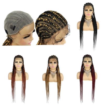 China Best Quality 11 Lace Front Braided Wave Wigs Hand Made Silky Straight Braided Full Wig 40 Inch Synthetic Braided Full Lace Wig For Black Women for sale