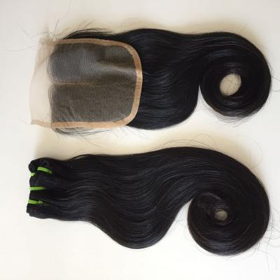 China Cuticle Aligned Funmi Peruvian Thick Raw Straight Hair Extension Bundle 10A Virgin Silky Straight Double Wave Vietnam Vietnam With Lace Closure for sale