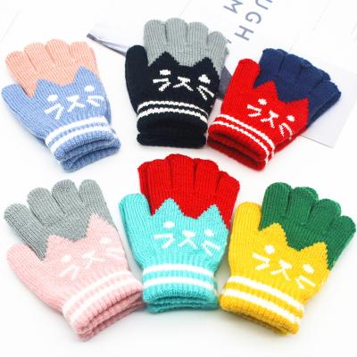 China Jacquard Winter Kid's Cat Face Pattern Child's Glove, Imitation Wool Winter Warm Child Knit Glove for sale