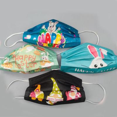 China Breathable Fashion Customized Disposable Day Maskes , Easter Bunny Eggs Print 3ply Face Maskes for sale