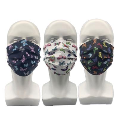 China Factory Supply Fashion INS Star Butterfly Breathable 3 Layer Maskes, Customized Disposable Pattern Butterfly Printing Face Maskes For Adult for sale