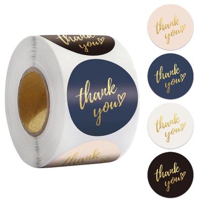 China Adhesive Sticker Thank You Round Label Candy Wedding Gift Box Packaging Bag Thank You Sticker for sale