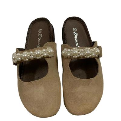 China Damping 2022 fashion trend style Baotou semi-trailer arch sandals retro frosted platform slippers leather brown for sale