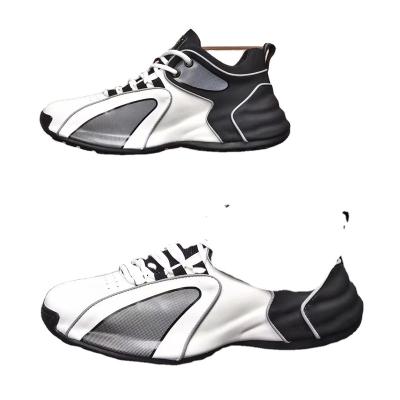 China Cushioning Trend Dad Leather Shoes Comfortable Breathable All-match Sports Party Business Party Thick Bottom Jogging White Black for sale