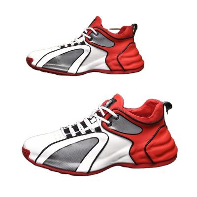 China Cushioning Fashion Stepping Up Dad Shoes Expansion Outdoor Travel Series Leather Soft Breathable Casual Sports Shoes White Red for sale