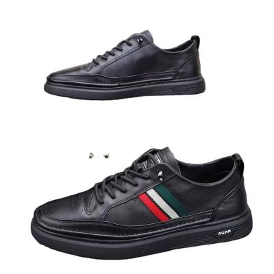 China Cushioning 2022 fashionable leather sneakers travel business leisure wear-resistant breathable white shoes black black small for sale