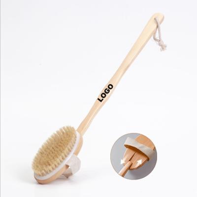 China Long Handle Bristle Natural Dry Skin Exfoliating Brush, Long Handle Body Scrubber for Shower, Dry Brush for Cellulite and Lymphatic Massage for sale