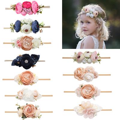 China For Decoration Fast Shipping Nylon Baby Floral Headbands Flower Crown Toddler Newborn Hair Accessories for sale