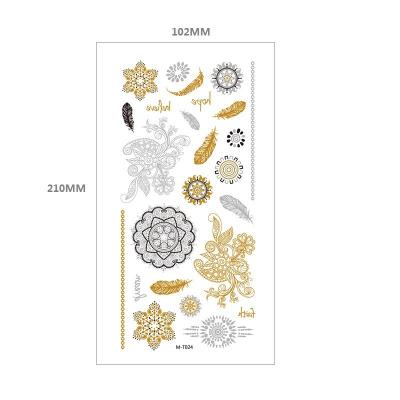 China Large Temporary Metallic Gold Foil Metallic Silver Color Glitter Temporary Fake Tattoos 80+ Waterproof Tattoo Stickers-For Adults Or Kids for sale