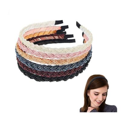 China For RTS Decoration Glitter Beaded Hair Circle Headband, Multiple Color Baroque Hair Bands With Beads for sale