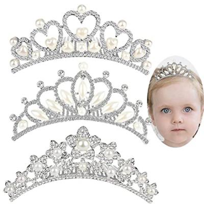 China Crystal Tiara Crown with Hair Comb Mini Tiara Crown Princess Crystal Shiny Hair Accessories for 2-9 Years Girls Hair Decoration for sale