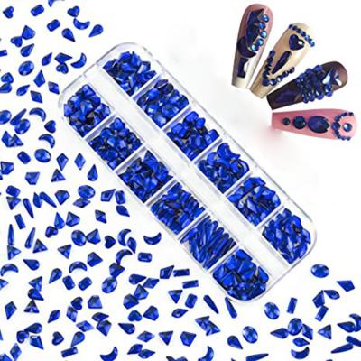 China RTS Blue Rhinestones For Nails, 240Pcs Multi Shapes Crystals For Nails, Blue Nails For Diamond Design 13*5.2cm for sale