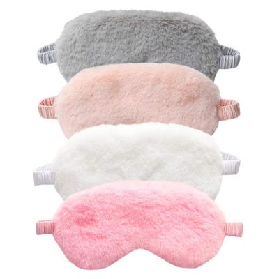 China New Anti-Wrinkle Faux Fur Patching Eye Mask Plush Soft Smooth Soft Nap Eyeshade Sleeping Blindfold Satin Back Sleep Blinder for sale