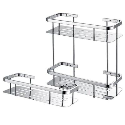 China SUS304 Stainless Steel Modern Double Rack Platform Hotel Bathroom Storage Rack for sale