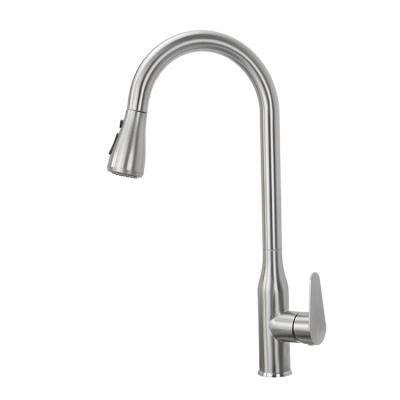 China Pull Out Hot Spray 304 Stainless Steel Cold Faucet 360 Bend Kitchen Faucet Pull Out Kitchen Pull Basin Faucet for sale