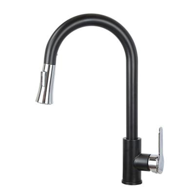 China Hot And Cold Rotary Telescopic Faucet On The Other Side Of 304 Stainless Steel Black Sink Kitchen Sink Faucet for sale