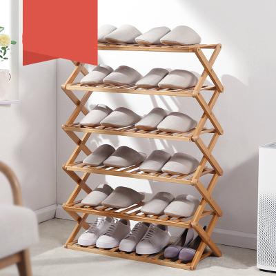 China Simple Household Bamboo Storage Dormitory Folding Shoe Cabinet Without Rack Multi-Layer Workable Installation for sale