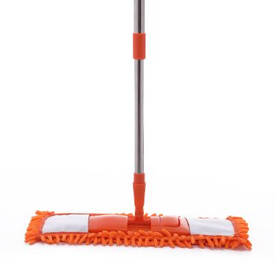 China High Quality Eco-friendly Chenille 360 ​​Long Rotatable Adjustable Flat Large Size Cotton Flat Mop For Household for sale