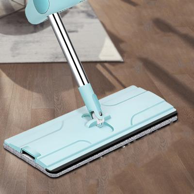 China 42CM Flat Floor Cleaning Mop Stainless Steel Pole Washing Handle Rotatable Removable Magic Squeeze Mop Water Eco-friendly for sale