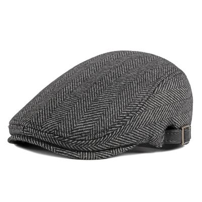 China Wholesale Painter Striped Hat Flat Wool Ivy Summer Pinstripe Washable Woman Platypus Taxi Driver Breathable For Man Newsboy Hat for sale