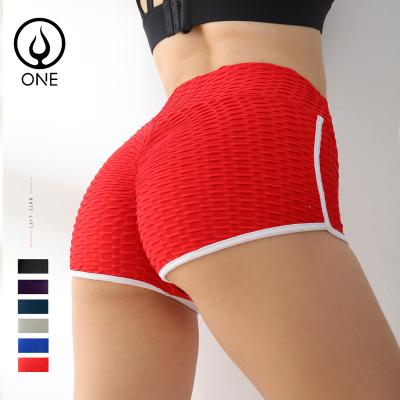 China Tik Tok Honeycomb Textured Stretchy Yoga Shorts Women's Sexy Fitness Shorts Crac! crack! breathable high tummy control butt for sale