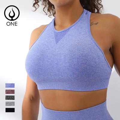 China Fashionable Women's Sports Bras Padded Seamless Sexy Back Tank Tops In Solid Colors for sale