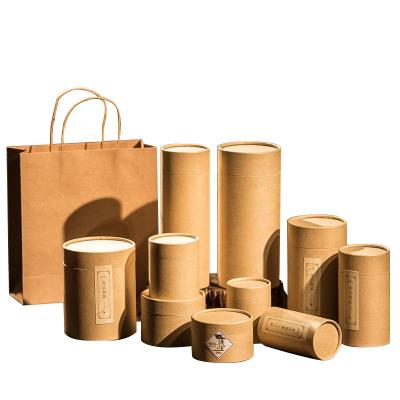 China Recyclable Biodegradable Food Grade Kraft Paper Tube Cardboard Cylinder Container Round Packaging Box for sale