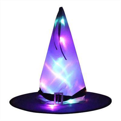 China Casual Halloween Party Decoration Props Led Glowing Witch Hat Wizard Witch Hat Wizard Hat for sale