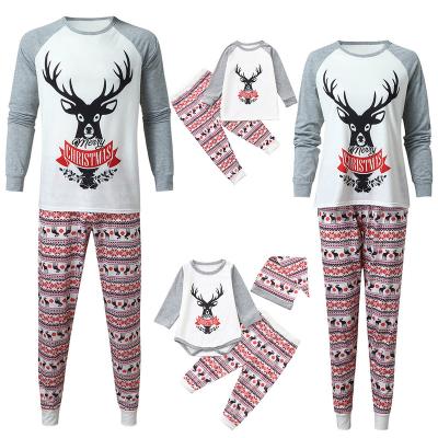 China Wholesale New Christmas Pajamas QUICK DRY Family Christmas Pajamas Moose Prints Parents Kids Christmas Long Sleeve Family Pajamas Set for sale