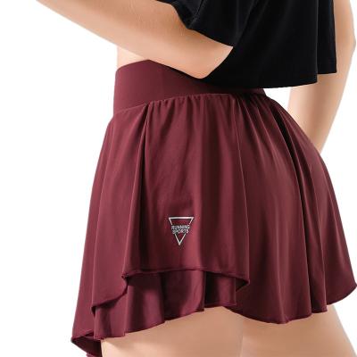 China European And American Double-layer Tennis Skirt Fitness Badminton Hakama Sports Yoga Skirt Breathable Anti-glare Women for sale