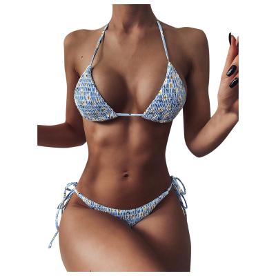 China European and American ladies breathable sexy split swimsuit with triangle printed underwear for sale