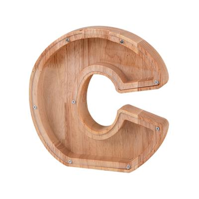 China Wood Personalized Letter Piggy Bank Wooden Coin Bank For Kids for sale