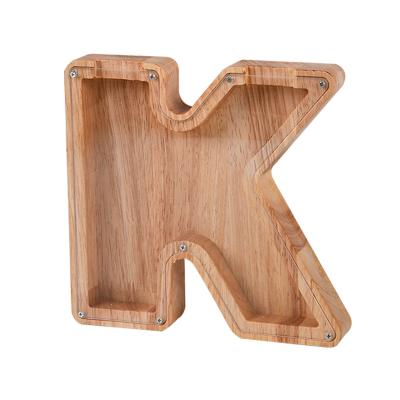 China Wood Personalized Diy Name Wooden Letter Piggy Bank Clear Boat With Alphabet Stickers for sale