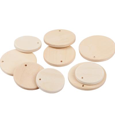 China Diy Simple Natural Wood Handmade Wooden Earrings Pendant Wooden Hole Discs 30mm/35mm/40mm Hole Discs White White for sale