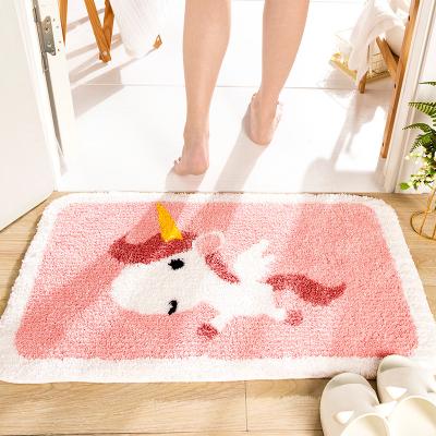 China New Washable Door Mats Cartoon Floor Mat Living Room Bedroom Household Flocking Absorbent Door Mat for sale