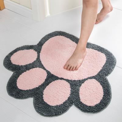 China New Bath Mats Cats Paw Style Doorway Doorway Entrance Washable Carpet Cover Non-slip Carpet Mat Protector for sale