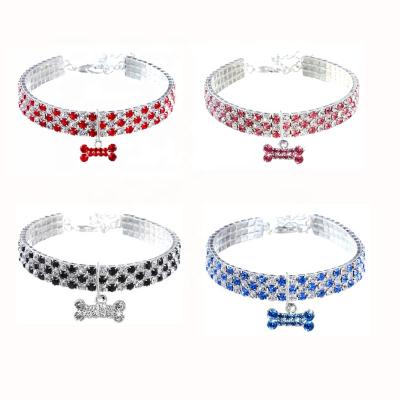 China Jeweled Dog Neck Collar Jeweled Pet Supplies Crystal Diamond Pet Neck Collar Size S Bling Rhinestone Dog Neck Collars for sale