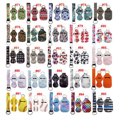 China Neoprene Factory Price Lanyard Matching Keychain Wristlet And Lip Pomade Stick Holder Set for sale