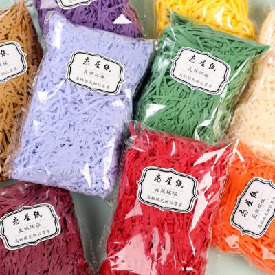 China Recyclable Box Filler Raffia Shredded Paper 46 Colors Wedding Wrapping Gift Box Decoration Paper Shreds for sale