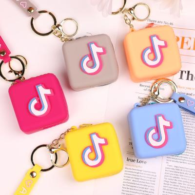 China Fashion Kids Cartoon Silicone Zipper Bag Key Chain Tiktok Silicone Coin Purse With Keychain for sale