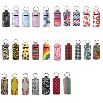 China Rectangular Shape Neoprene Lip Gloss Holder Neoprene Lipstick Stick Lipstick Chain Key Holder/Lip Balm Holder for sale