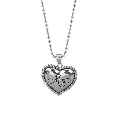 China Fukarni Romantic Silver Romantic Heart Antique 925 Silver Plated Big Love Pendants Necklace TN022 for sale