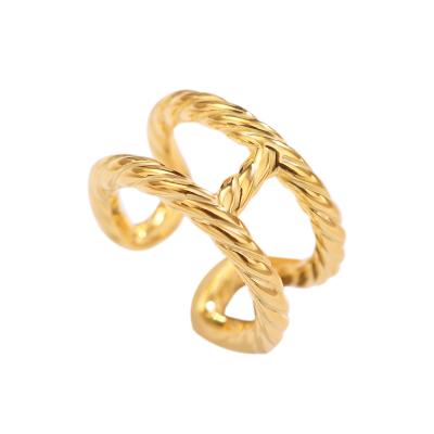 China FASHIONABLE Fukarni 8.03 Grams 3 Layer Gold Plated Twist Rings 925 Silver Adjustable Women's Rings KR351 for sale