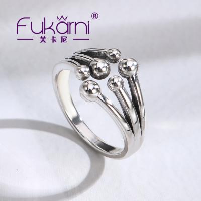 China Fukarni Adjustable TR584 Sterling Silver High Quality 925 Rings For Women Simple Adjustable Silver Rings Jewelry for sale