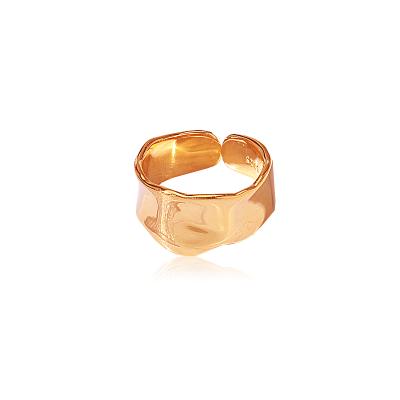 China Luxury Fukarni France 18K Gold Plated Sterling Silver Irregular Waves Ring Stackable Rings For Women KR008 for sale