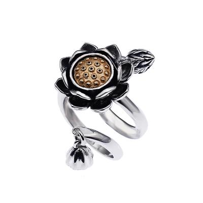 China Fukarni FASHIONABLE Exquisite Ring TR002 Sterling Silver Lotus Wedding Adjustable 925 Delicacy 12.2 Grams for sale