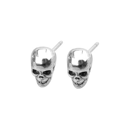 China Antique Silver Punk Skull Sterling Silver Stud Earrings TE012 Punk Skeleton by Fukarni Instagram of Small for sale