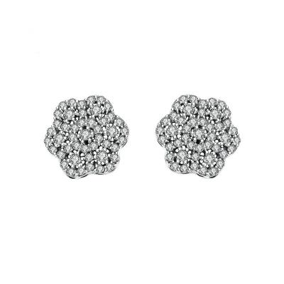 China Fukarni FKE036 Luxury Luxury Diamonds 925 Sterling Silver Snowflake Stud Earrings For Women for sale