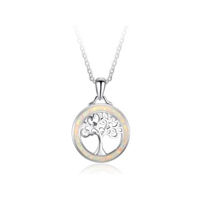 China BOHEMIA Fukarni New Arrival Tree of Life Opal Stone 925 Sterling Silver Pendant Necklace Jewelry for sale