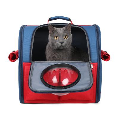 China Oxford Fashion New Style Foldable Pet Bags Outdoor Portable Transparent Dog Carrier Bag Backpack for sale